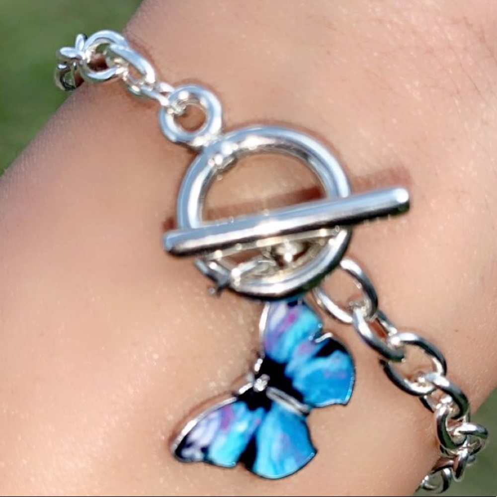 Blue Butterfly Necklace & Bracelet